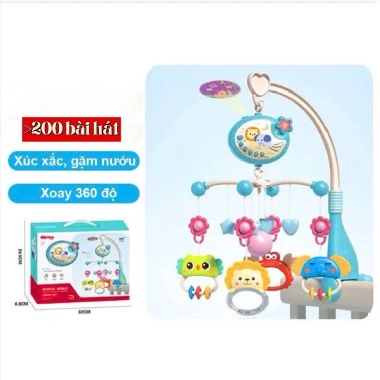 Đồ chơi treo nôi cũi xoay 360 có nhạc, lục lạc, xúc xắc - Kích thích thị giác cho bé sơ sinh