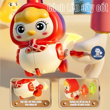 Đồ chơi vặn cót gà nối đuôi GutyKids – ABS an toàn, xoay 360°, siêu vui cho bé từ 1 tuổi – 42.000₫