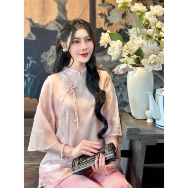 Đồ lam đi chùa Bộ Phật Tử Vải Tơ Nơ Ngọc Cánh Bướm 2.025 - Giá ưu đãi 204.800₫, chất liệu cao cấp, thiết kế tinh tế 9