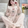 Đồ ngủ nữ JUSOKA Pijama DU38 chất liệu đũi vân mây, cổ sen viền beo đính nơ, siêu mềm mịn, thoải mái - chỉ 169k 4