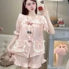 Đồ ngủ nữ JUSOKA Pijama DU38 chất liệu đũi vân mây, cổ sen viền beo đính nơ, siêu mềm mịn, thoải mái - chỉ 169k 10