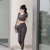 Đồ Tập Gym Nữ Co Giãn 4 Chiều - Áo Cộc Tay và Quần Dài Yoga Erobic Thấm Hút Tốt, Giá Ưu Đãi 69k 3