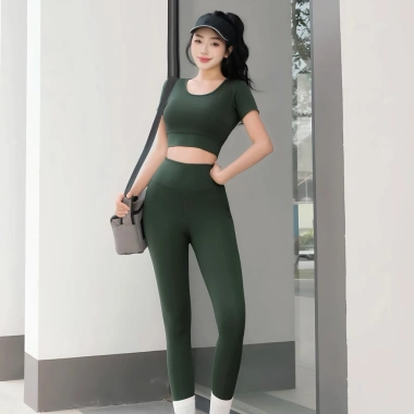 Đồ Tập Gym Nữ Co Giãn 4 Chiều - Áo Cộc Tay và Quần Dài Yoga Erobic Thấm Hút Tốt, Giá Ưu Đãi 69k 5
