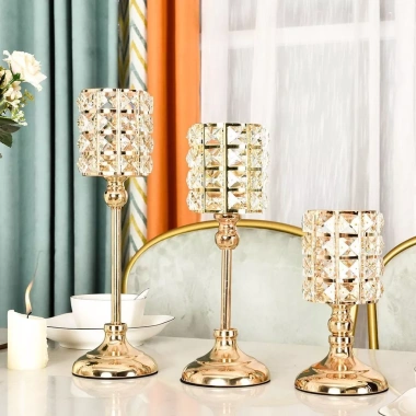 Đồ trang trí nến pha lê châu Âu cao cấp, thủ công kim loại – Lãng mạn phòng khách, chỉ 48.300₫ 2
