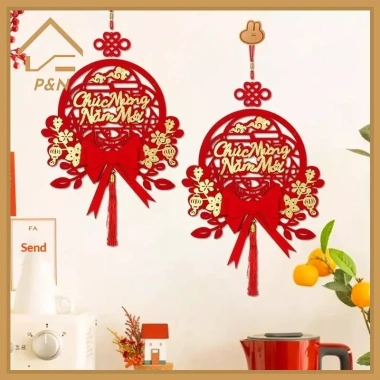 Đồ trang trí Tết Nguyên Đán 2.026 kèm dép - Quà tặng lễ hội mùa xuân Việt Nam, trang trí nội thất truyền thống