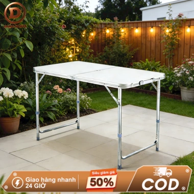 DODO Bàn gấp viền nhôm đa năng, gọn nhẹ dễ xếp cho sân vườn, ban công, picnic