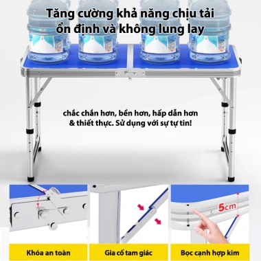 DODO Bàn gấp viền nhôm đa năng, gọn nhẹ dễ xếp cho sân vườn, ban công, picnic