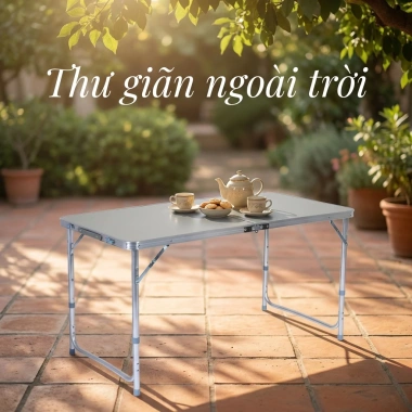DODO Bàn gấp viền nhôm đa năng, gọn nhẹ dễ xếp cho sân vườn, ban công, picnic