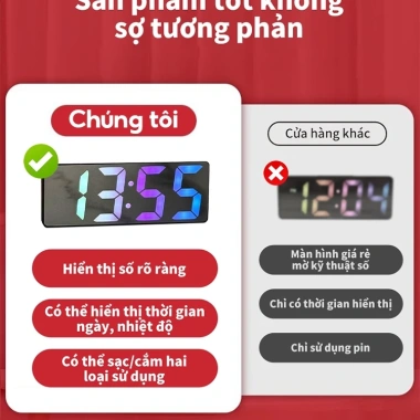 Đồng hồ báo thức LED vintage - Trang trí bàn học, gaming, phòng khách, 96.945₫