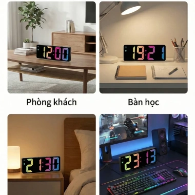 Đồng hồ báo thức LED vintage - Trang trí bàn học, gaming, phòng khách, 96.945₫