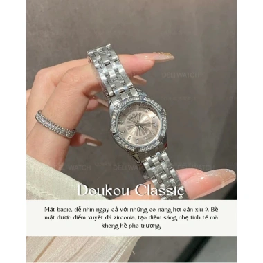 Đồng hồ Dây Thép Doukou 30mm Chống Nước, Thép Không Gỉ + Dụng Cụ Cắt Mắt - 165k