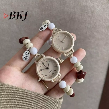Đồng hồ đeo tay nữ thiết kế dệt dân tộc cổ điển, thạch anh đính cườm dễ thương – chỉ 55.330₫