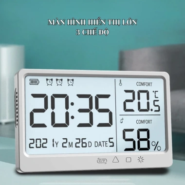 Đồng Hồ Điện Tử Đa Năng LCD Hiển Thị Thời Gian, Nhiệt Độ, Độ Ẩm - Giá 65.520₫ 4