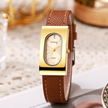 Đồng hồ hình chữ nhật cổ điển dây PU nhẹ, giản dị, phù hợp cổ tay mỏng Unisex 80.959 VND 3