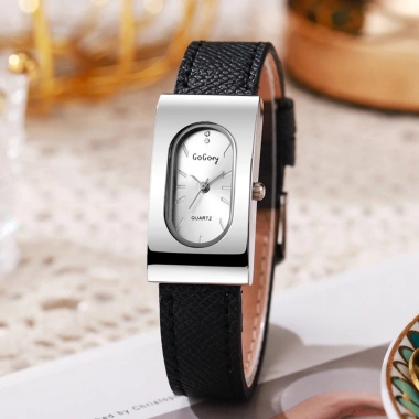 Đồng hồ hình chữ nhật cổ điển dây PU nhẹ, giản dị, phù hợp cổ tay mỏng Unisex 80.959 VND 5