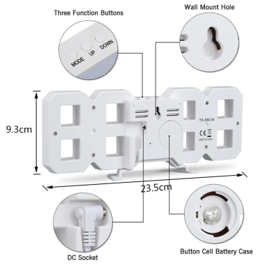 Đồng hồ LED 3D để bàn decor - Tặng dây 1m và pin, chỉ 79.999₫ (giá gốc 101.599₫)