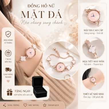 Đồng hồ mặt ngọc dây rút bốn lá nữ – Thiết kế nhỏ tinh tế, thời trang, giảm còn 155.000₫