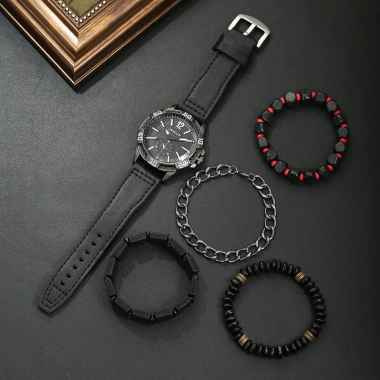 Đồng Hồ Nam Dark Style Mặt Số Lớn, Vòng Tay Đa Cách Combo Giảm Giá 119.900₫ 2