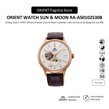 Đồng hồ nam ORIENT Sun Moon RA-AS102S30B - Thép không gỉ, dây da, giá 12,5 triệu Đồng hồ nam ORIENT Sun Moon RA-AS102S30B - Thép không gỉ, dây da, giá 12,5 triệu