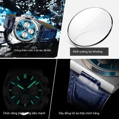 Đồng hồ nam POEDAGAR siêu mỏng 7mm dây da - Đa chức năng, mặt kính sapphire, lịch và dạ quang - Giá ưu đãi 444.508 VND 4