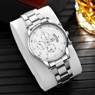 Đồng hồ nam thời trang dây thép Quartz có lịch Giá ưu đãi 89,100 VND