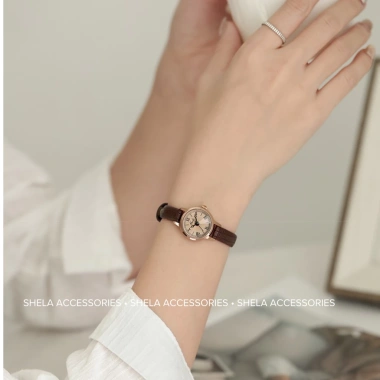 Đồng hồ nữ dây da chính hãng GEDI GD01 mặt nhỏ tròn retro vintage nữ tính - 260.700₫