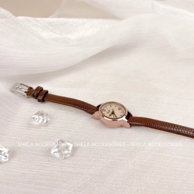 Đồng hồ nữ dây da chính hãng GEDI GD01 mặt nhỏ tròn retro vintage nữ tính - 260.700₫