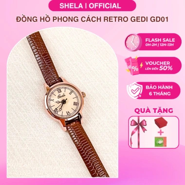Đồng hồ nữ dây da chính hãng GEDI GD01 mặt nhỏ tròn retro vintage nữ tính - 260.700₫