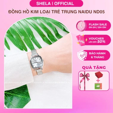 Đồng hồ nữ dây kim loại NAIDU ND05 mặt vuông thời trang trẻ trung, chống nước 3ATM – chỉ 169.000₫