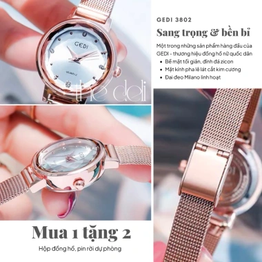 Đồng hồ nữ dây thép chính hãng thiết kế tinh tế thanh lịch - Tặng vòng cổ - 255.776 VND