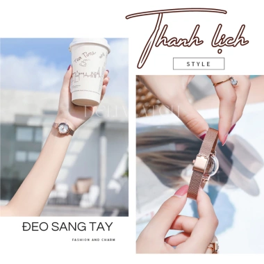 Đồng hồ nữ dây thép chính hãng thiết kế tinh tế thanh lịch - Tặng vòng cổ - 255.776 VND