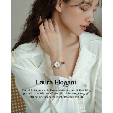Đồng Hồ Nữ Dây Thép Laura Viền Đá Hàn Quốc Sáng Da - Tặng Cắt Mắt Dây DL 3.841 5 Đồng Hồ Nữ Dây Thép Laura Viền Đá Hàn Quốc Sáng Da - Tặng Cắt Mắt Dây DL 3.841 5