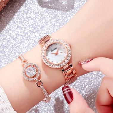 Đồng Hồ Nữ Jaxina Dây Thép Không Gỉ Mặt Đính Đá - Giá chỉ 45.000 VNĐ, giảm mạnh