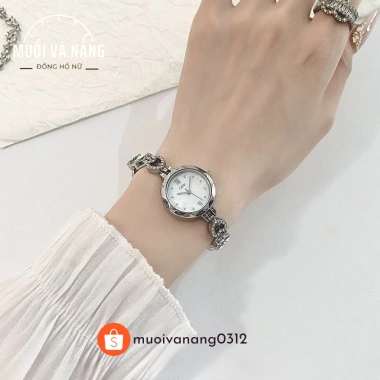 Đồng hồ nữ mặt tròn ngọc trai lấp lánh, lắc tay thời trang Hàn Quốc sang trọng, giá 285.000đ