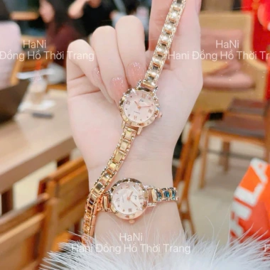 Đồng hồ nữ mini mặt hồng - Giá siêu hạt dẻ, dây kim loại, 2 màu - 79.000₫