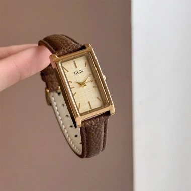 Đồng hồ nữ Retro cổ điển vuông thạch anh dây da thanh lịch - quà tặng thời trang