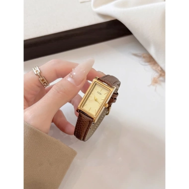 Đồng hồ nữ Retro cổ điển vuông thạch anh dây da thanh lịch - quà tặng thời trang
