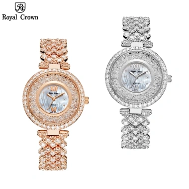 Đồng hồ nữ Royal Crown 2.606 chính hãng dây thép chống nước, đính đá cao cấp, sang chảnh - Giá 1.945.000₫