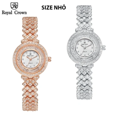 Đồng hồ nữ Royal Crown 2.606 chính hãng dây thép chống nước, đính đá cao cấp, sang chảnh - Giá 1.945.000₫