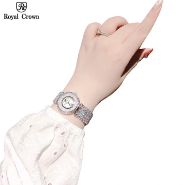 Đồng hồ nữ Royal Crown 2.606 chính hãng dây thép chống nước, đính đá cao cấp, sang chảnh - Giá 1.945.000₫