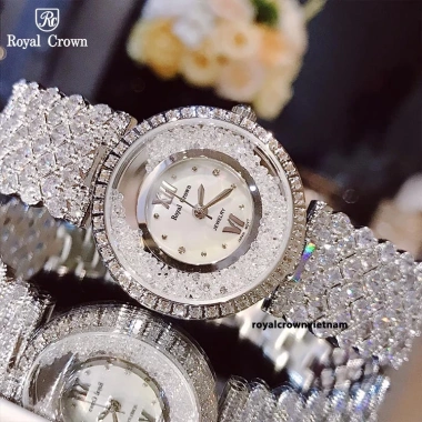 Đồng hồ nữ Royal Crown 2.606 chính hãng dây thép chống nước, đính đá cao cấp, sang chảnh - Giá 1.945.000₫