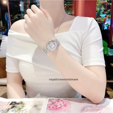 Đồng hồ nữ Royal Crown 2.606 chính hãng dây thép chống nước, đính đá cao cấp, sang chảnh - Giá 1.945.000₫