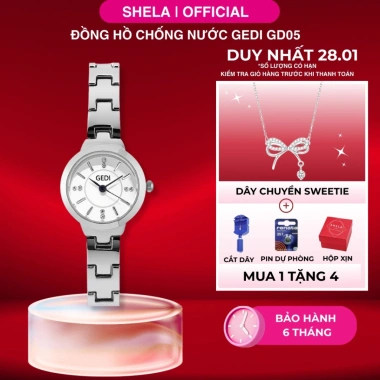 Đồng hồ nữ SHELA GD05 mặt nhỏ tròn đính đá, dây kim loại, chống nước 3ATM – Giá chỉ 205.000₫