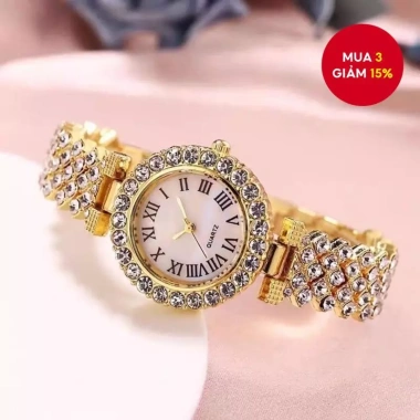 Đồng hồ thạch anh kim cương sang trọng nữ Vòng tay nhẹ chữ số La Mã 52.799₫