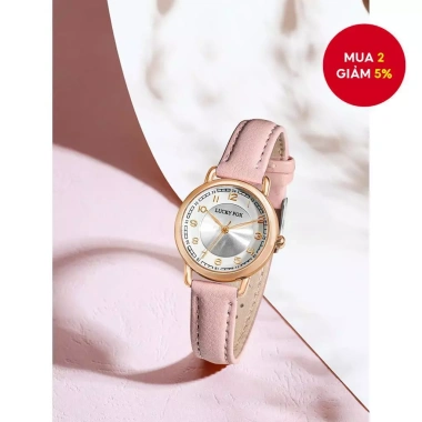 Đồng hồ thạch anh nữ dây da vàng hồng - Kiểu giản dị, quà sinh nhật, 85.800₫