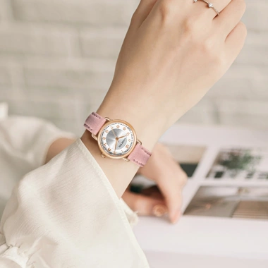 Đồng hồ thạch anh nữ dây da vàng hồng - Kiểu giản dị, quà sinh nhật, 85.800₫