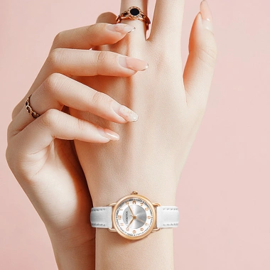 Đồng hồ thạch anh nữ dây da vàng hồng - Kiểu giản dị, quà sinh nhật, 85.800₫