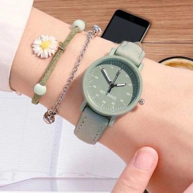 Đồng hồ thạch anh nữ MKEB da cổ điển mặt tròn, dây da giả Colo, thời trang, quà tặng - 52.470 VND