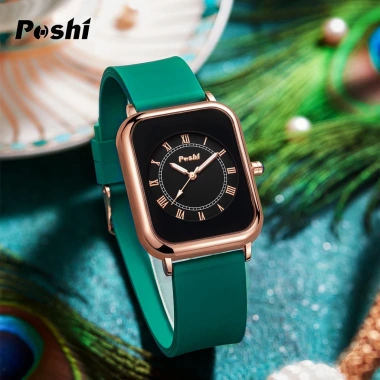 Đồng Hồ Thạch Anh Poshi Chính Hãng Silicon Chống Thấm Nước, Thiết Kế Đơn Giản Thời Trang Nữ