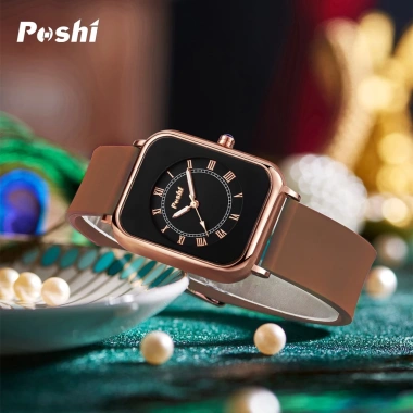 Đồng Hồ Thạch Anh Poshi Chính Hãng Silicon Chống Thấm Nước, Thiết Kế Đơn Giản Thời Trang Nữ